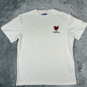 Keith Haring x Shoes Palace Heart Logo Men's Short Sleeve Shirt White Size Large